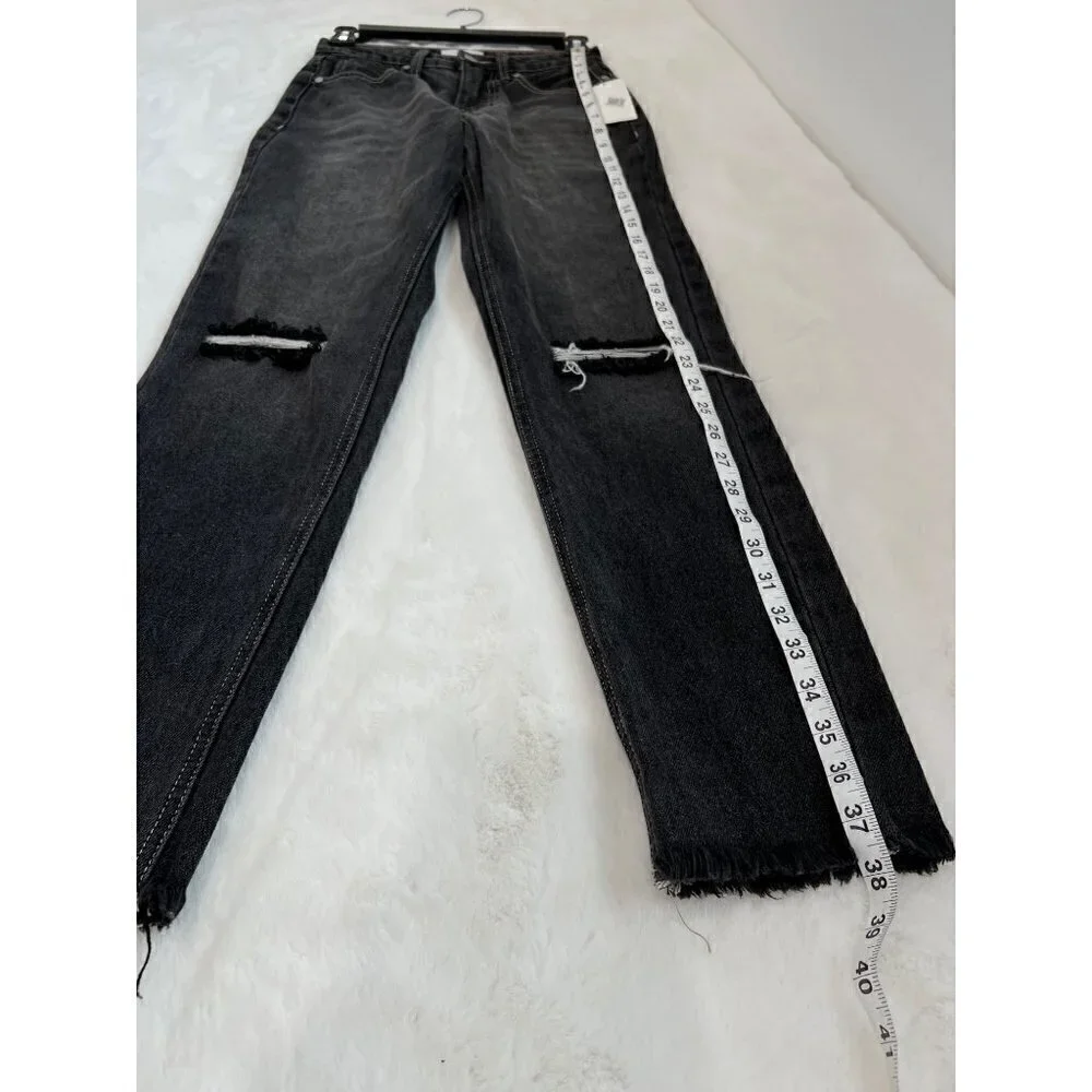 NWT BP. Women's Size 24 Ripped High Waist Ankle Mom Jeans In Vintage Black